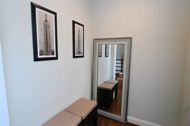 a view of a hallway with elevator