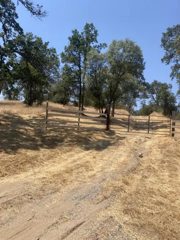 a view of a yard covered with snow