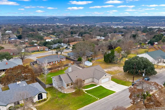 an aerial view of a house
