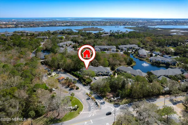 an aerial view of a house