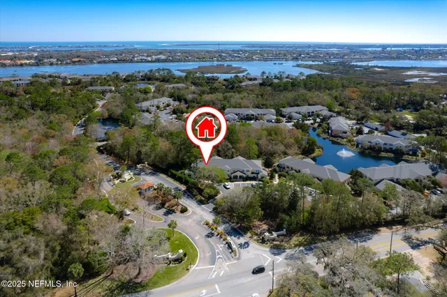 an aerial view of a house
