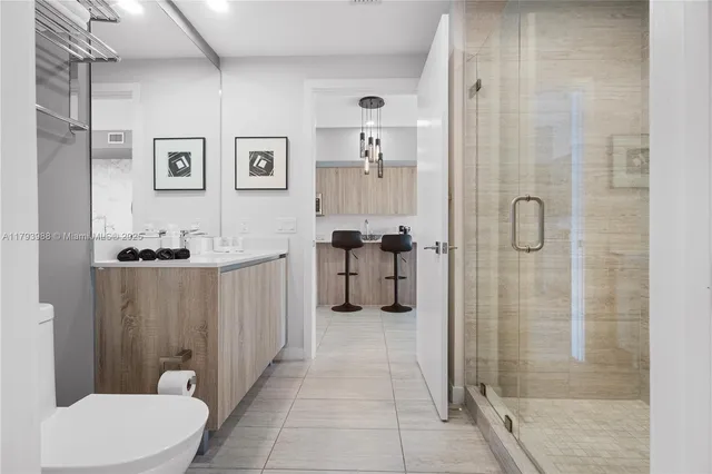 a bathroom with a shower