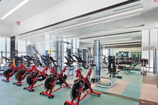 a view of a room with gym equipment