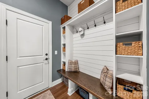 a view of a hallway with workspace