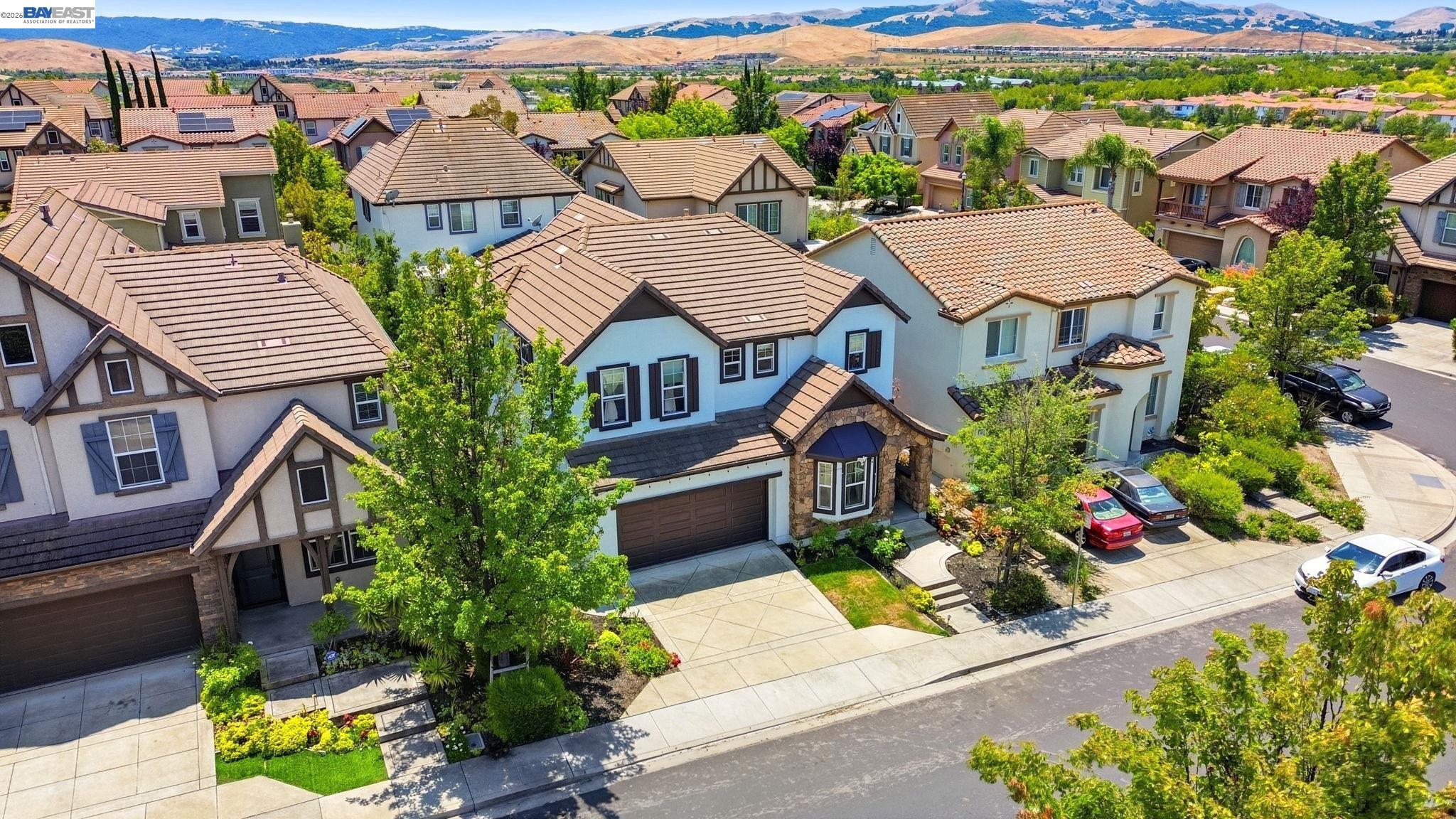 5029 Queensbury Way San Ramon, CA 94582 - Photo 44 of 58 an aerial view of a house with a yard and a large pool table and chairs