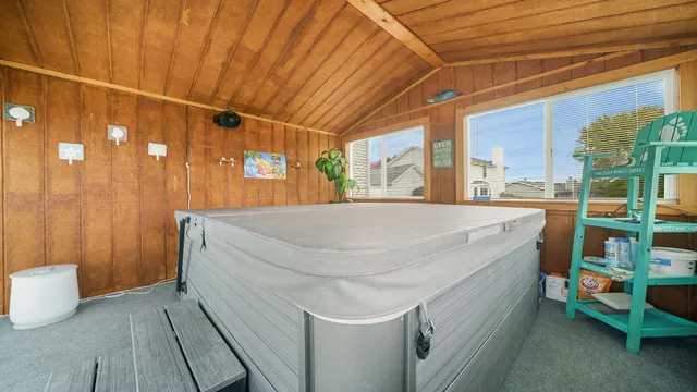 a utility room with blue lights