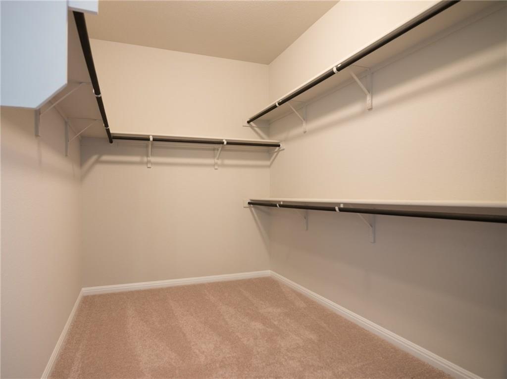 641 Schefer Street Leander, TX 78641 - Photo 11 of 17 Neutral-toned walk-in closet featuring plush carpet flooring and multiple levels of shelving and hanging rods