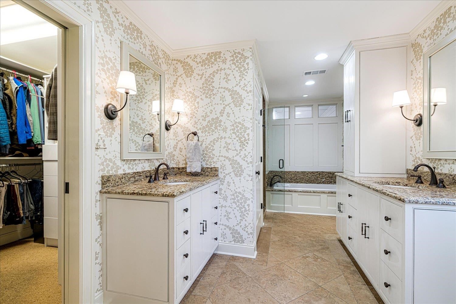 4160 Tuckahoe Road Memphis, TN 38117 - Photo 24 of 39 a spacious bathroom with a granite countertop sink a mirror a and a shower