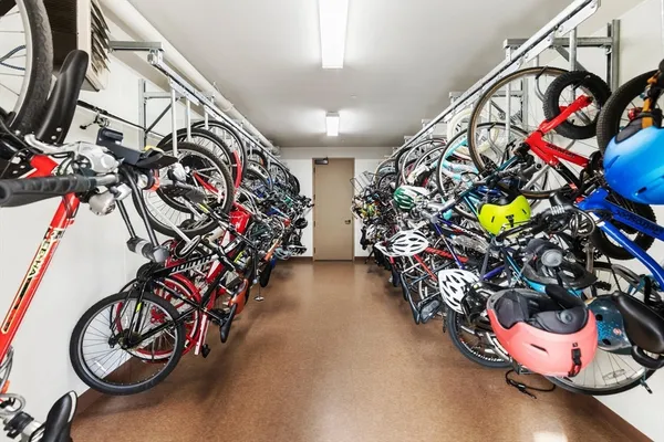 a view of a bike storage area