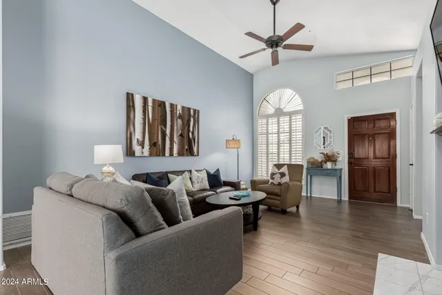 a living room with furniture