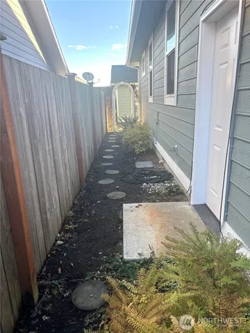 a view of a backyard with plants