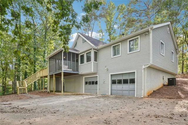 a view of large trees with a tree