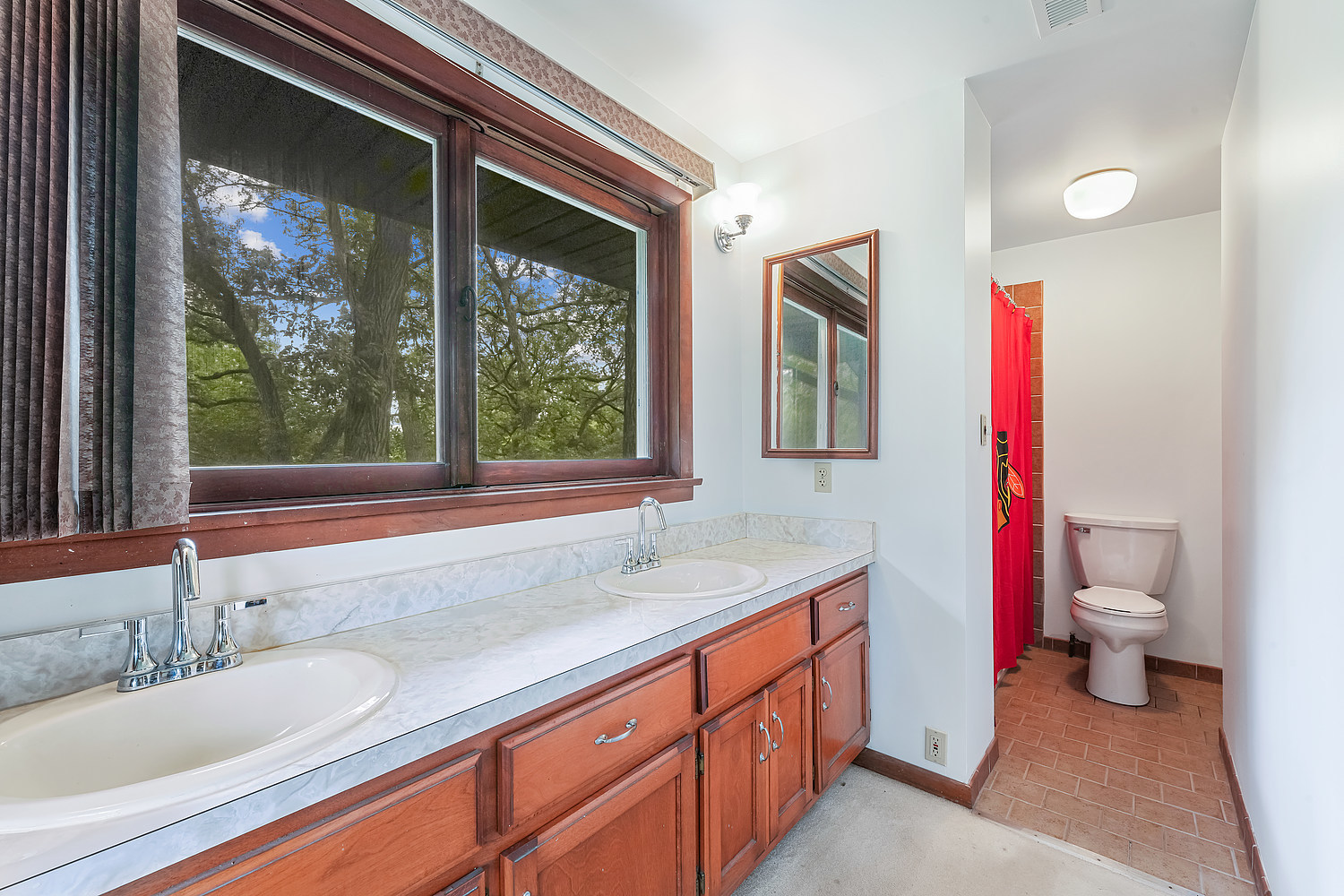 27960 South Klemme Road Beecher, IL 60401 - Photo 11 of 24 a bathroom with a granite countertop sink a toilet and a large mirror