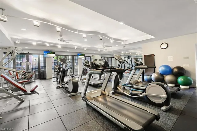 a view of a room with gym equipment