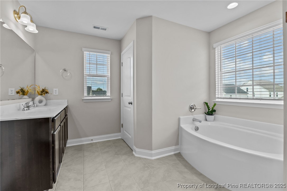 172 Haynes Church Road Raeford, NC 28376 - Photo 27 of 39 a bathroom with a bathtub a sink a window and a shower