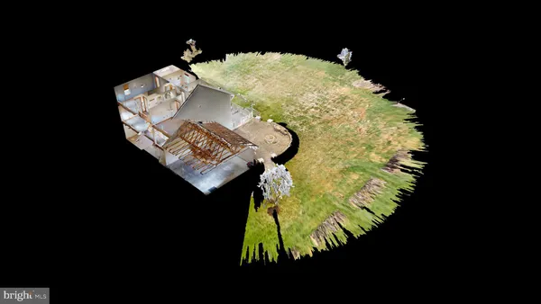 a view of a garden with a building in the background