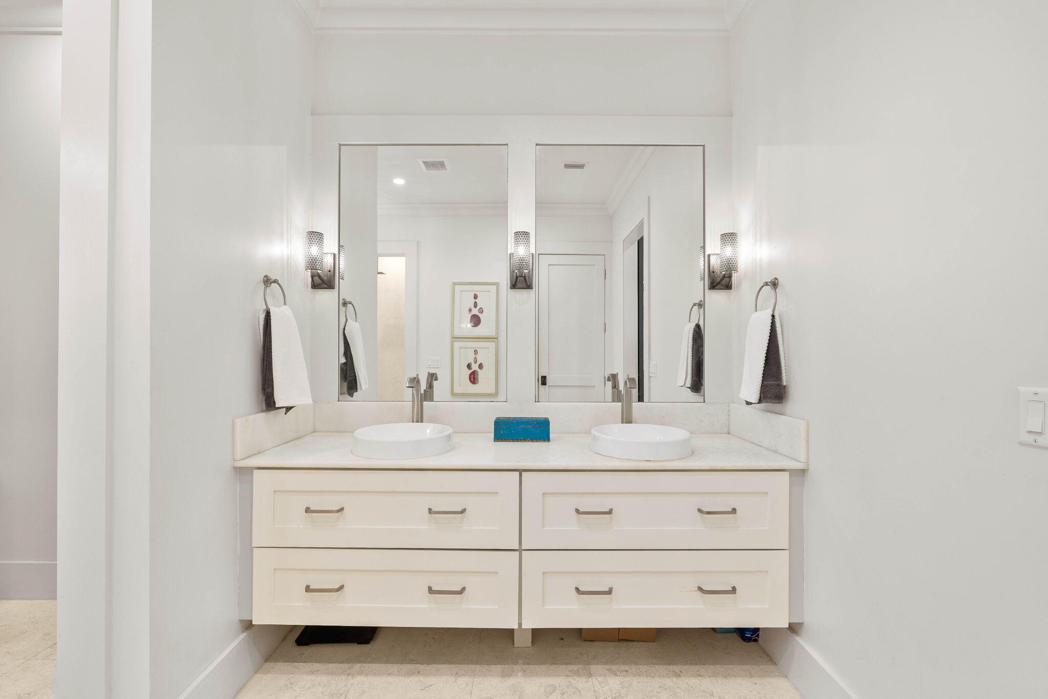 47 Compass Point Way Inlet Beach, FL 32461 - Photo 31 of 50 a bathroom with a double vanity sink and a mirror