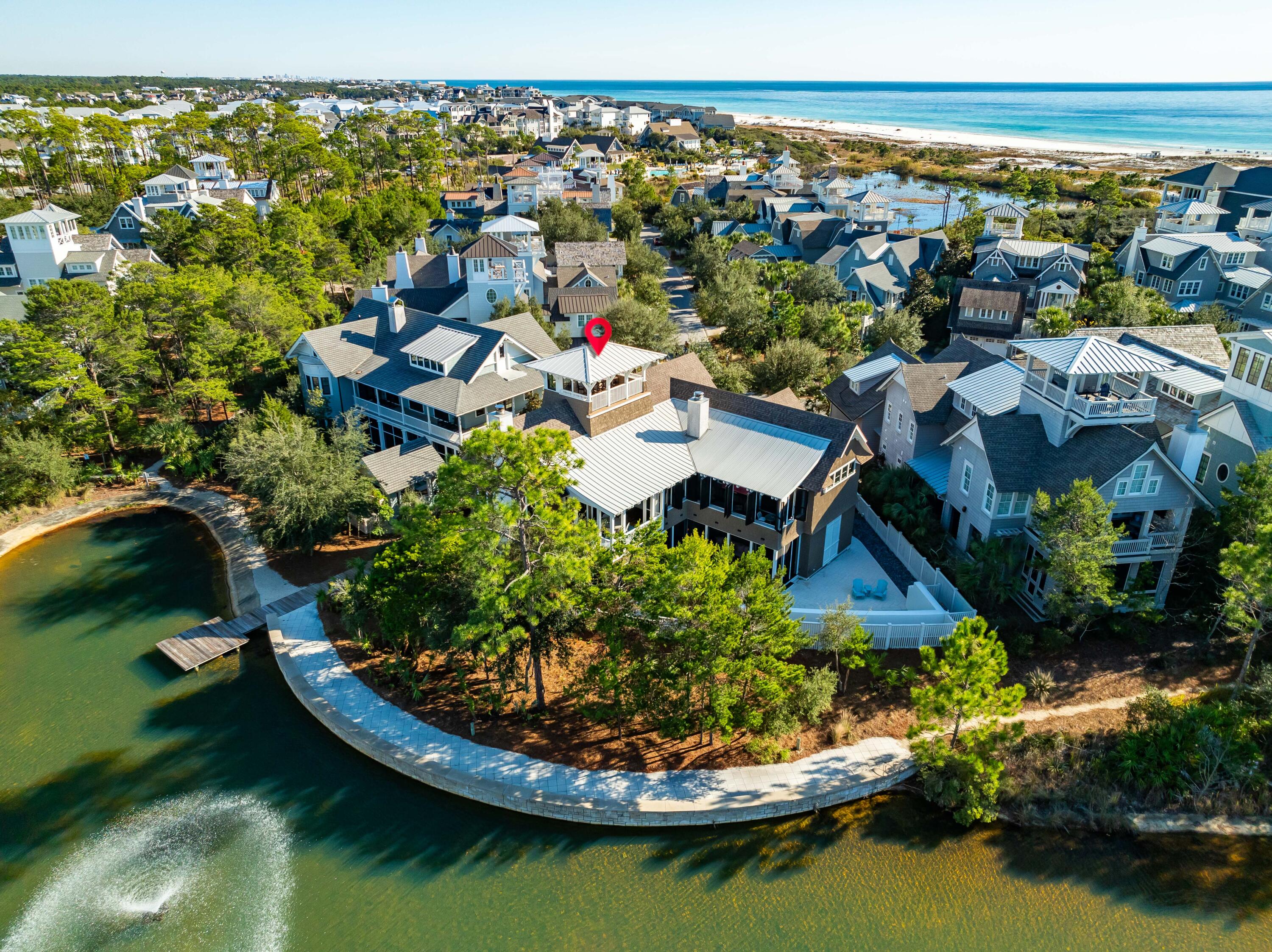 47 Compass Point Way Inlet Beach, FL 32461 - Photo 48 of 50 an aerial view of residential houses with outdoor space and lake view