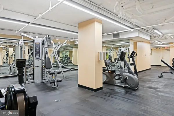 a view of a room with gym equipment
