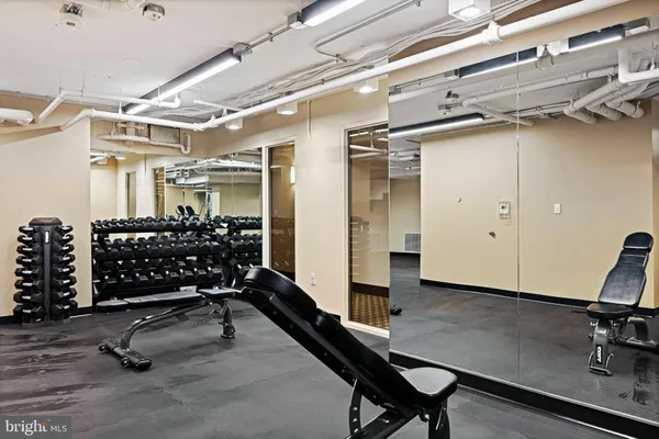 a room with gym equipment