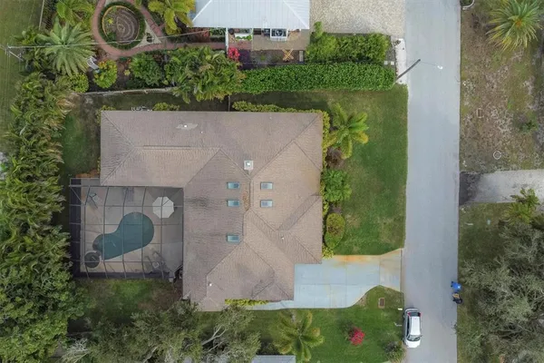 an aerial view of a house