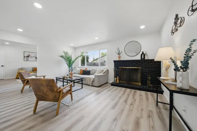 a living room with furniture and a couch