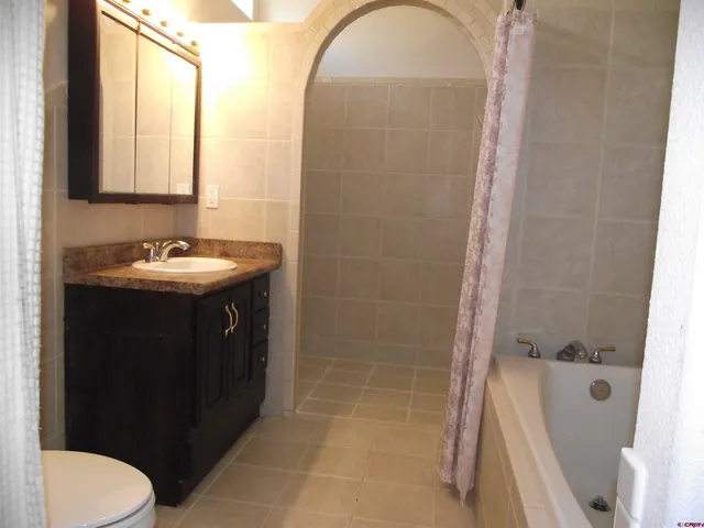 a bathroom with a bathtub