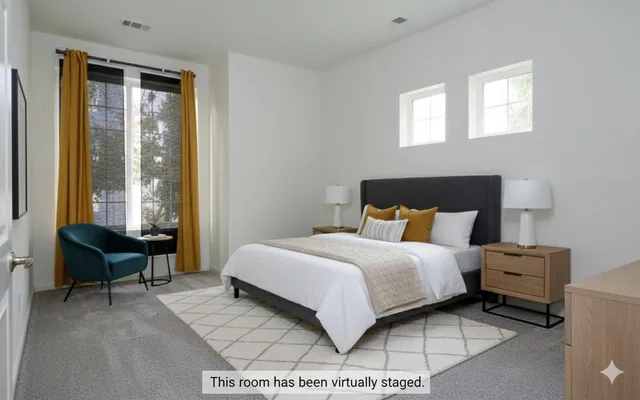 a view of an empty room with windows