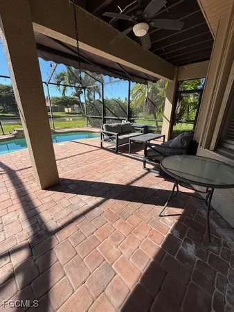 a view of porch with seating space
