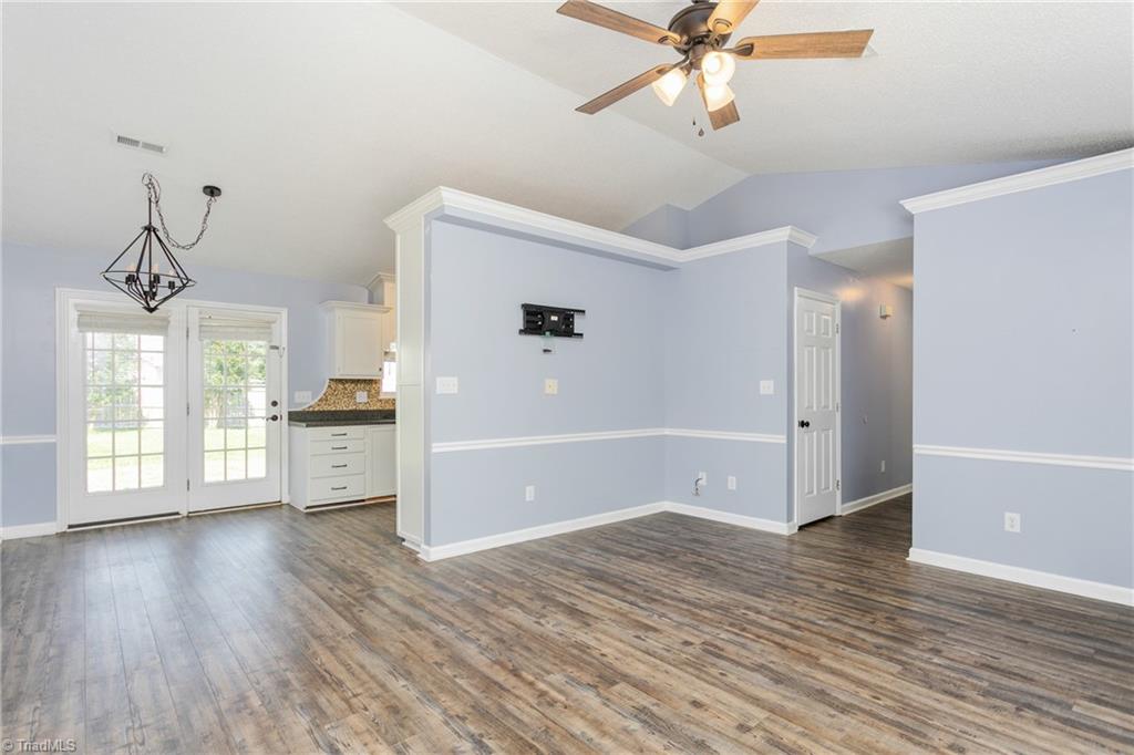 Living room and dining room
