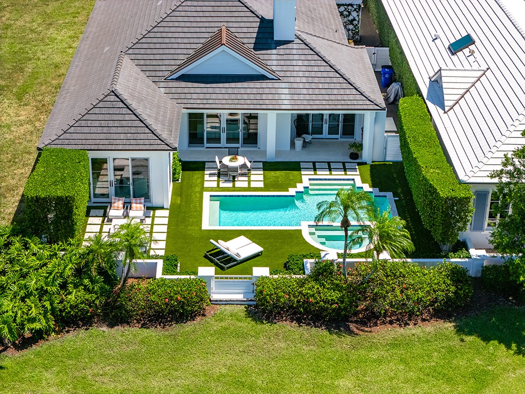 an aerial view of a house