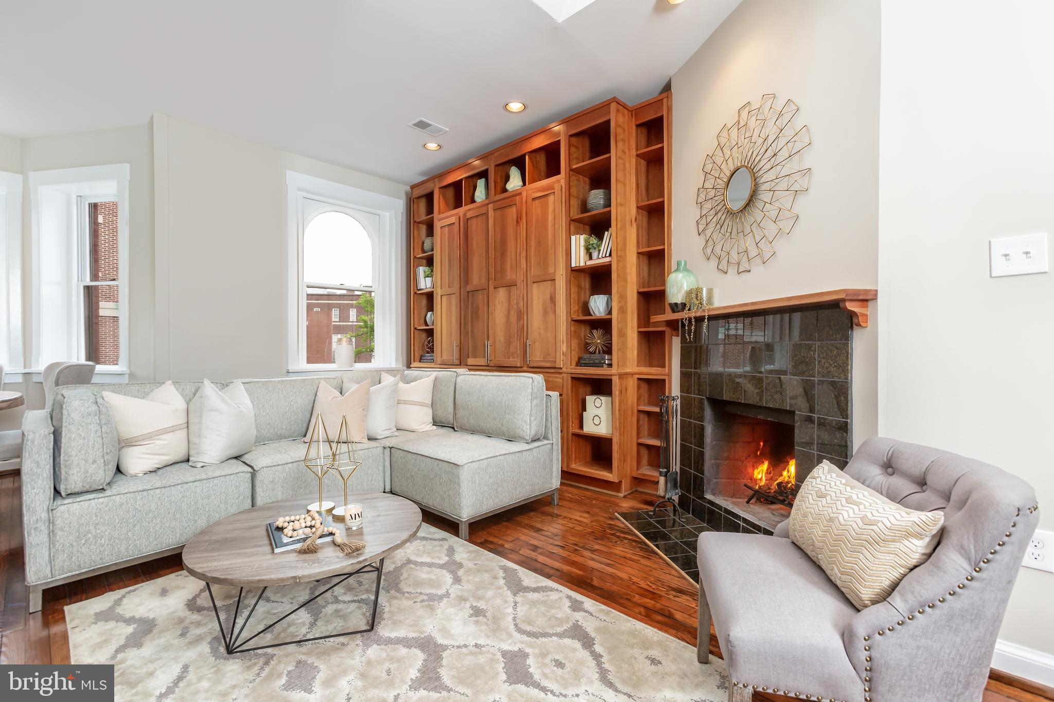 1762 Corcoran Street Northwest, Unit 4 Washington, DC 20009 - Photo 5 of 24 Custom built-ins and wood burning fireplace
