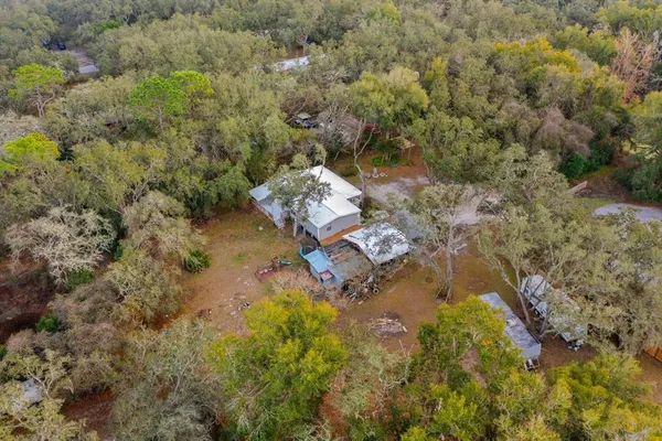 a view of a yard with trees