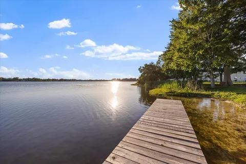 a view of a lake with outdoor space