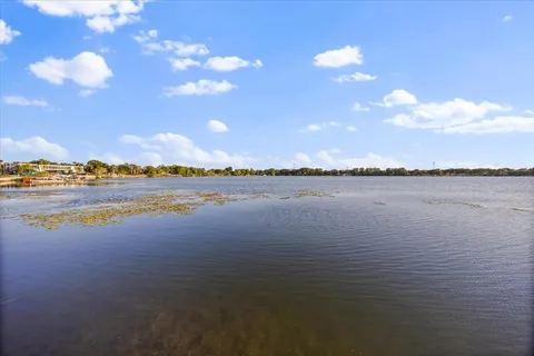 a view of an ocean and city