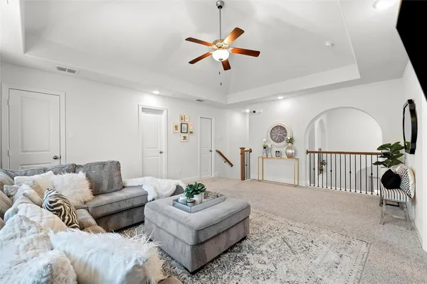 a living room with furniture