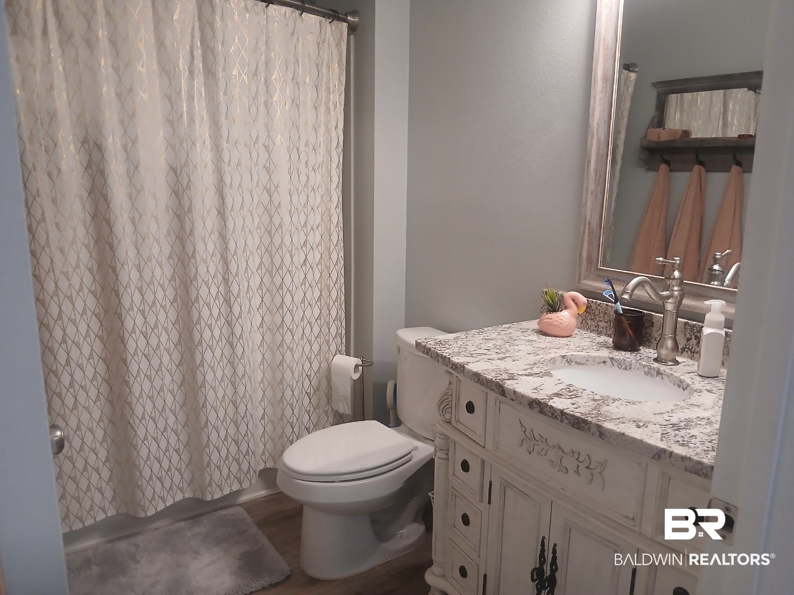 17431 Harding Drive Foley, AL 36535 - Photo 12 of 24 Bathroom featuring vanity, wood-type flooring, and toilet