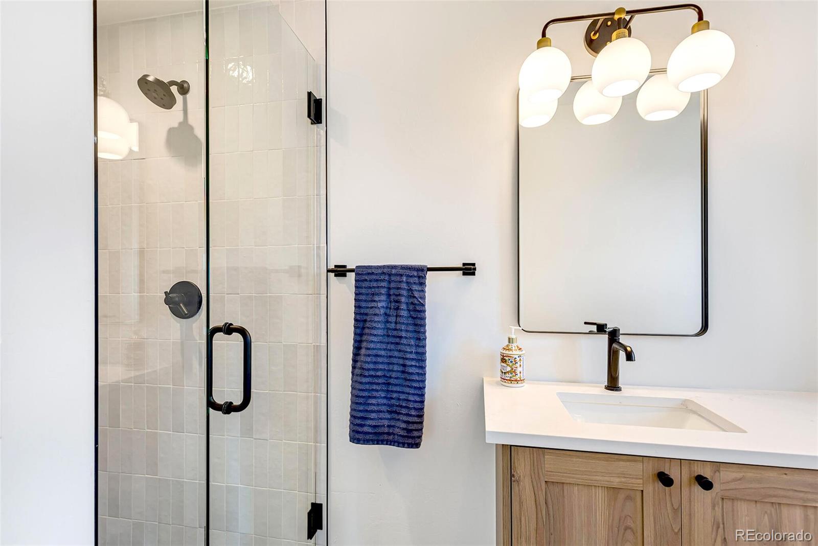 2455 Chase Street Edgewater, CO 80214 - Photo 28 of 46 a bathroom with a sink vanity and shower