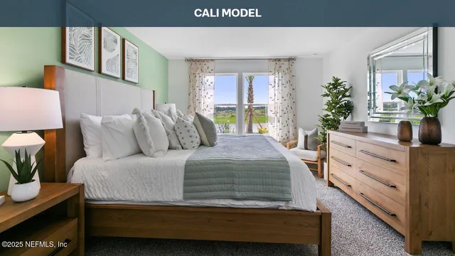 a bed room with a bed and a night stand