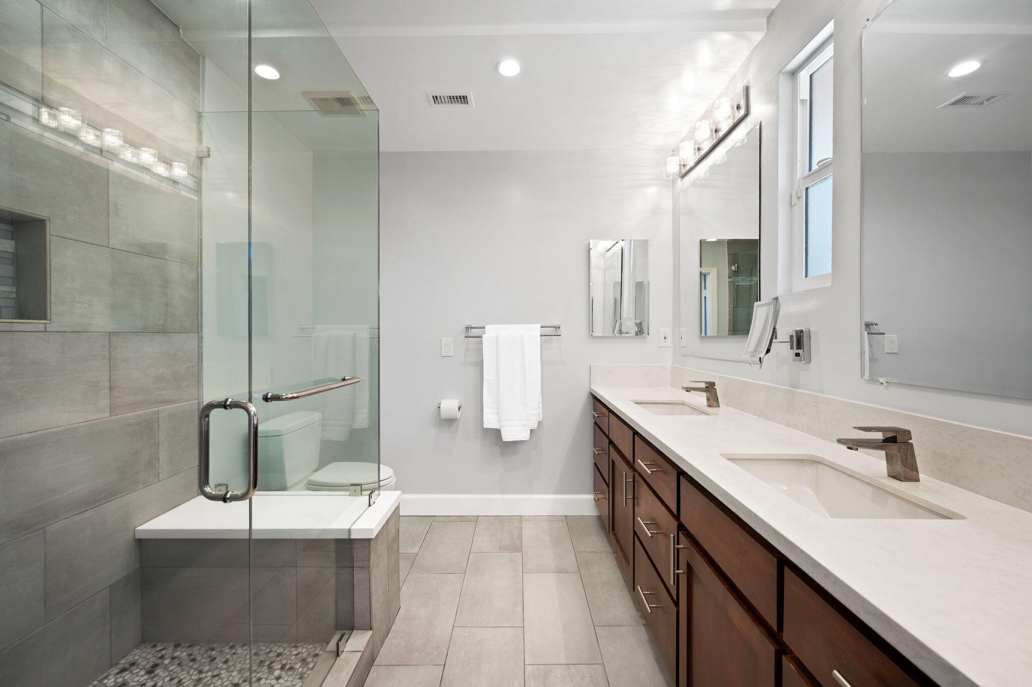 5905 Old Wheeler Road La Verne, CA 91750 - Photo 41 of 81 a bathroom with a double vanity sink mirror and shower