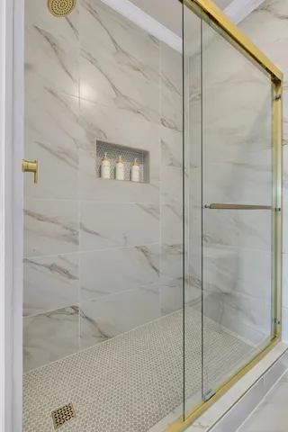 a bathroom with a shower