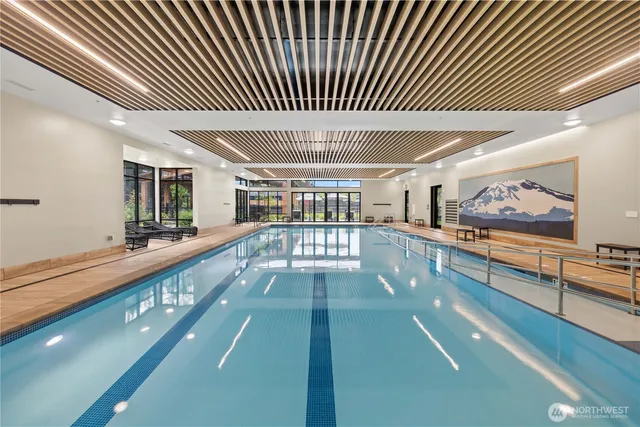 a view of a hall with stairs