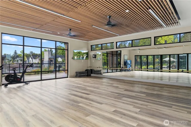 a view of a room with gym equipment