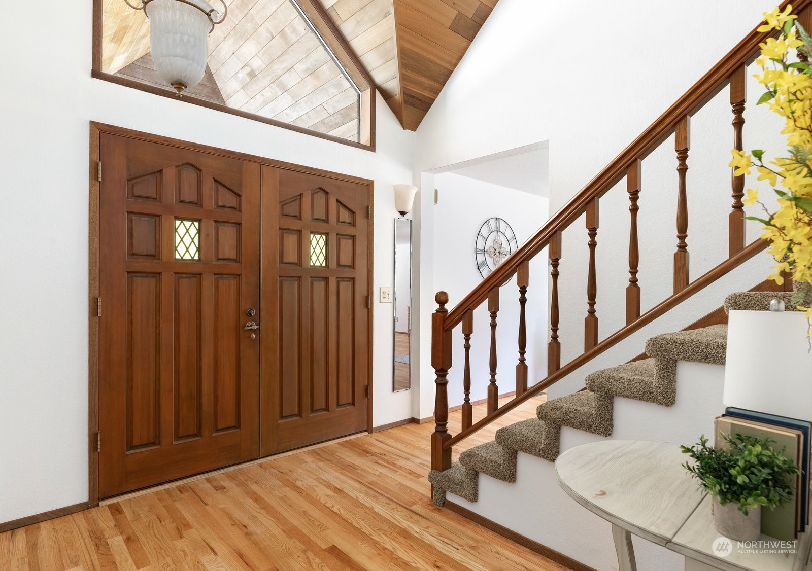 3550 Swede Hill Road Clinton, WA 98236 - Photo 2 of 40 a view of entryway with wooden floor and stairs