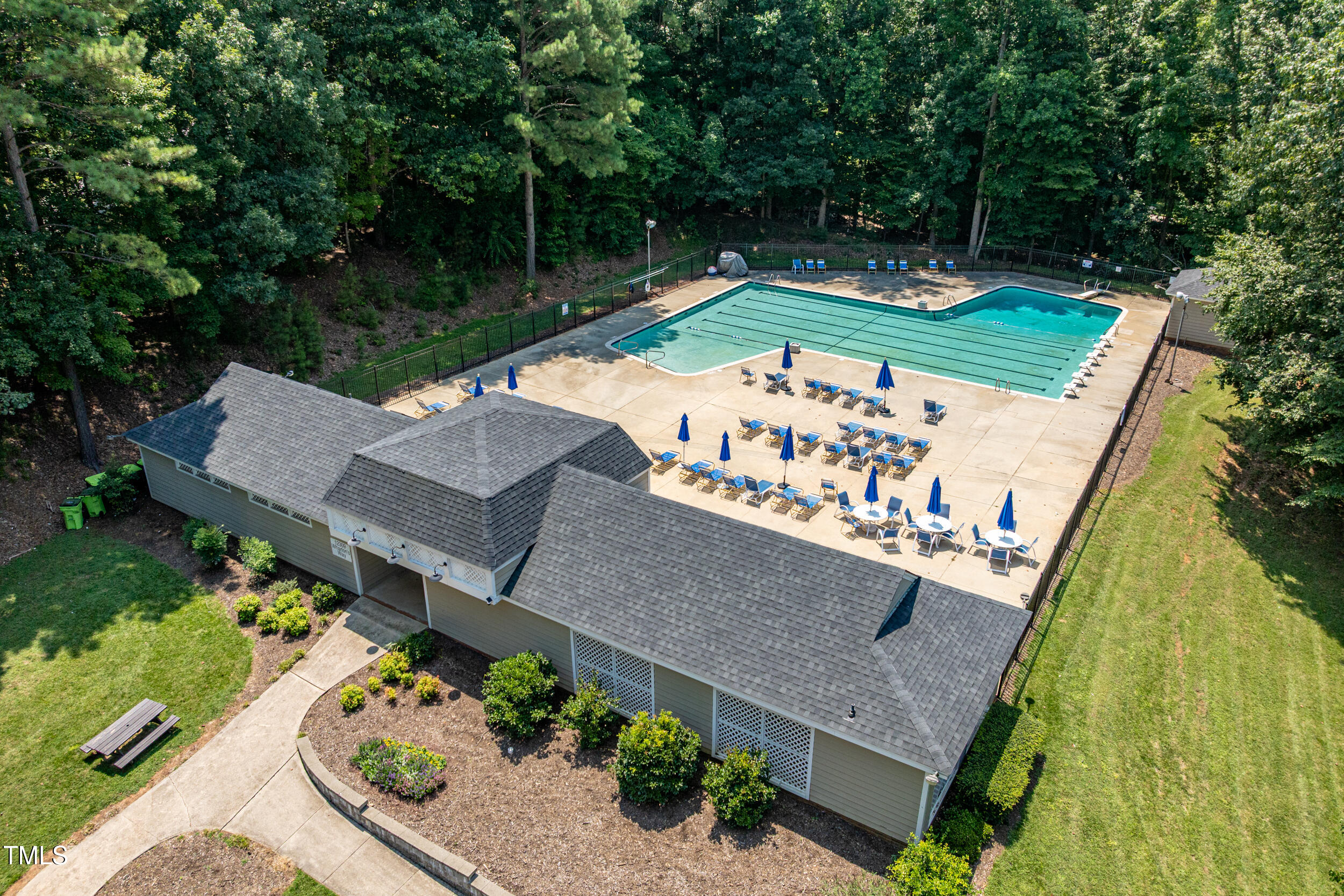 12329 Whartons Way Raleigh, NC 27613 - Photo 48 of 51 an aerial view of a house with a yard pool patio and outdoor seating