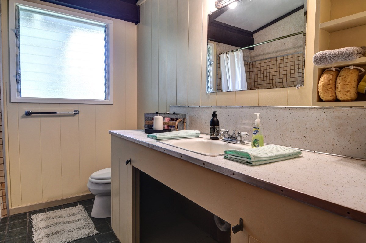 50 B Malaai Road Hilo, HI 96720 - Photo 25 of 30 a bathroom with a sink a toilet and a window
