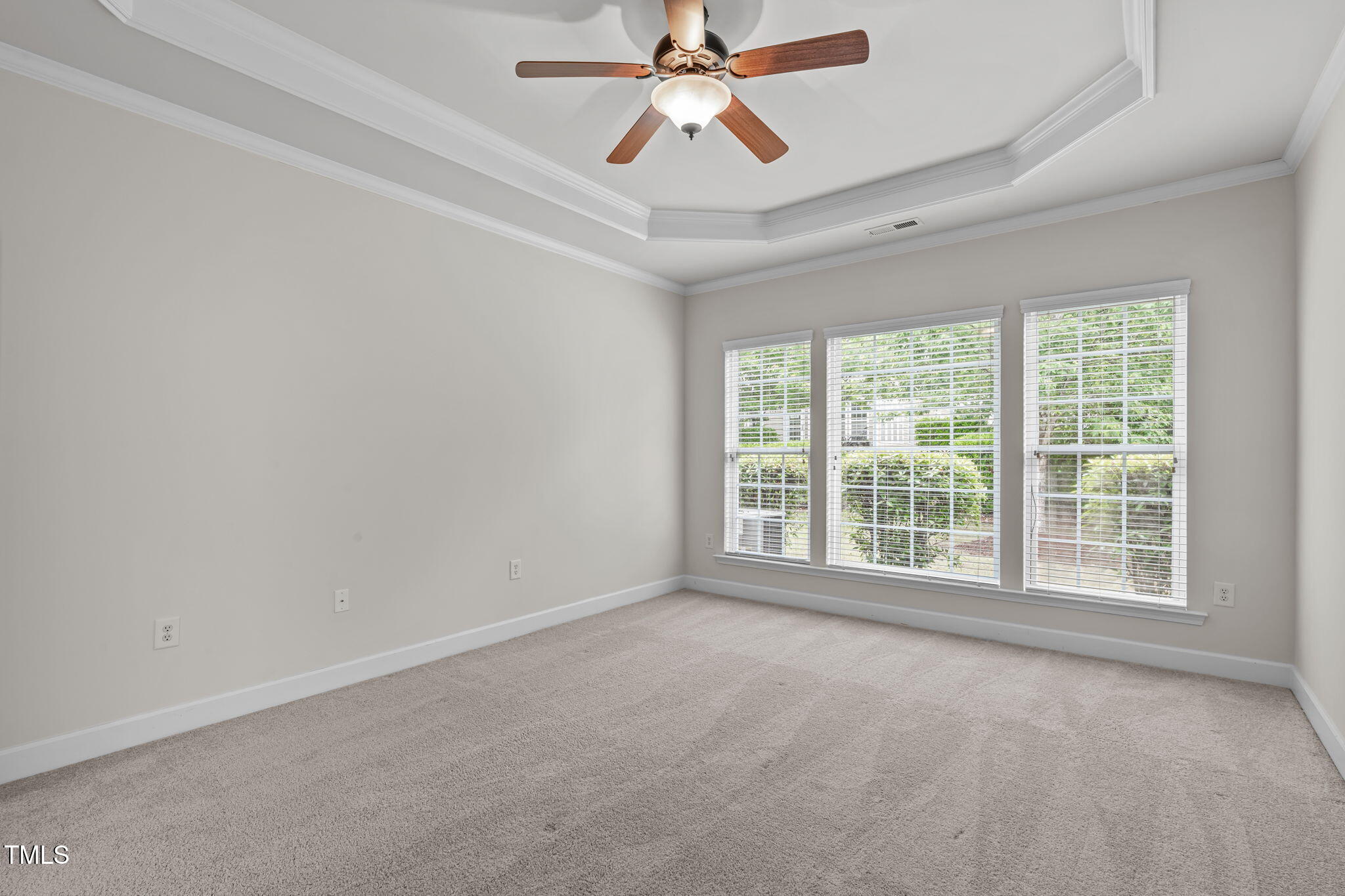 208 Beckingham Loop Cary, NC 27519 - Photo 25 of 47 an empty room with chandelier fan and windows