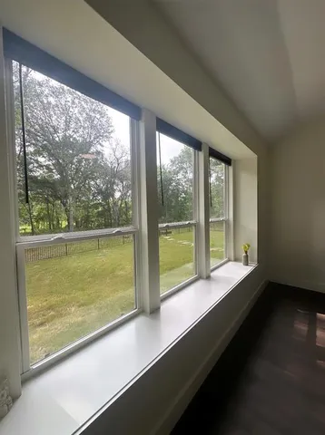 a room with a large window