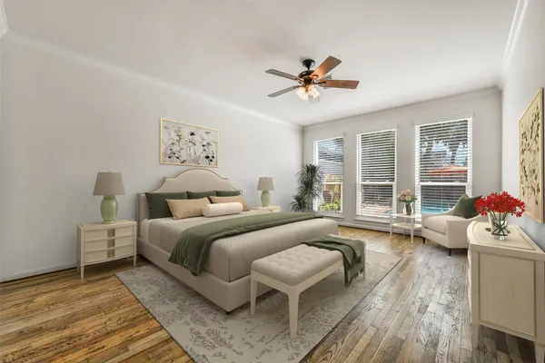 a view of kitchen with granite countertop cabinets and wooden floor