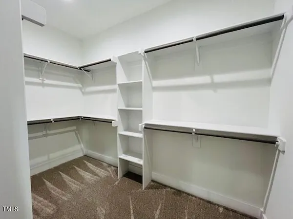 a storage room with cabinets